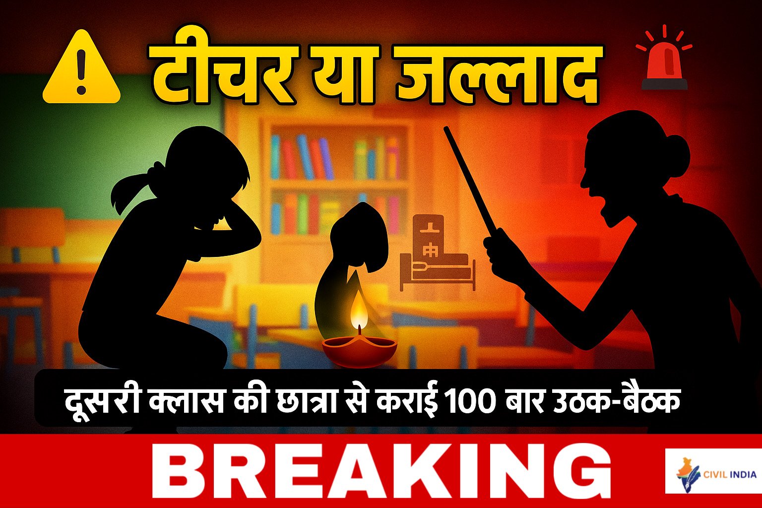 टीचर या जल्लाद: दूसरी क्लास की छात्रा से कराई 100 बार उठक-बैठक